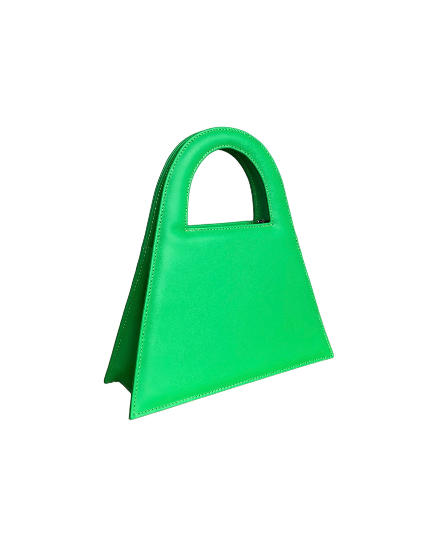 Lime Green Leather Midi Lock Bag
