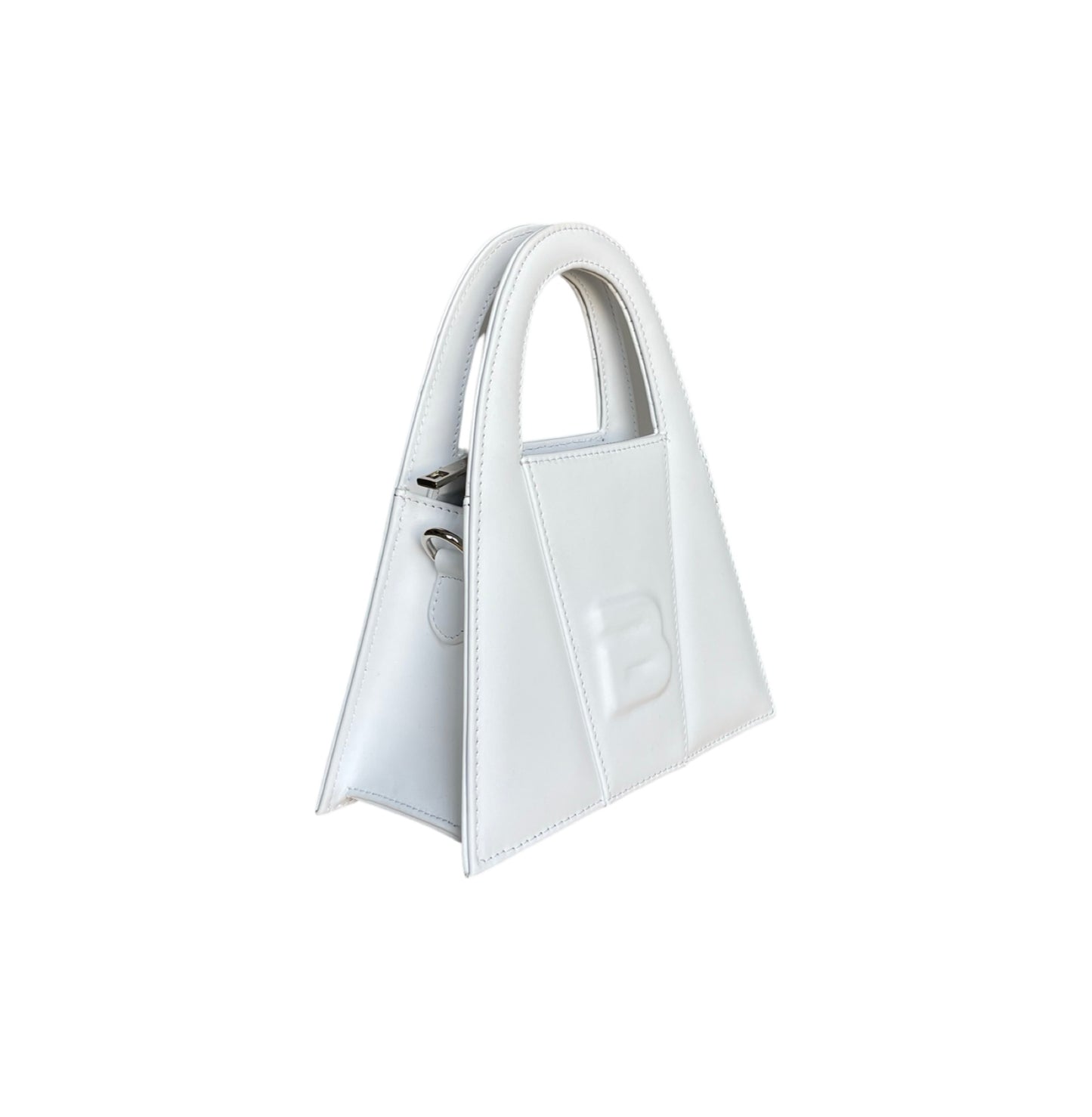 Bright White Leather Minnie Lock Bag