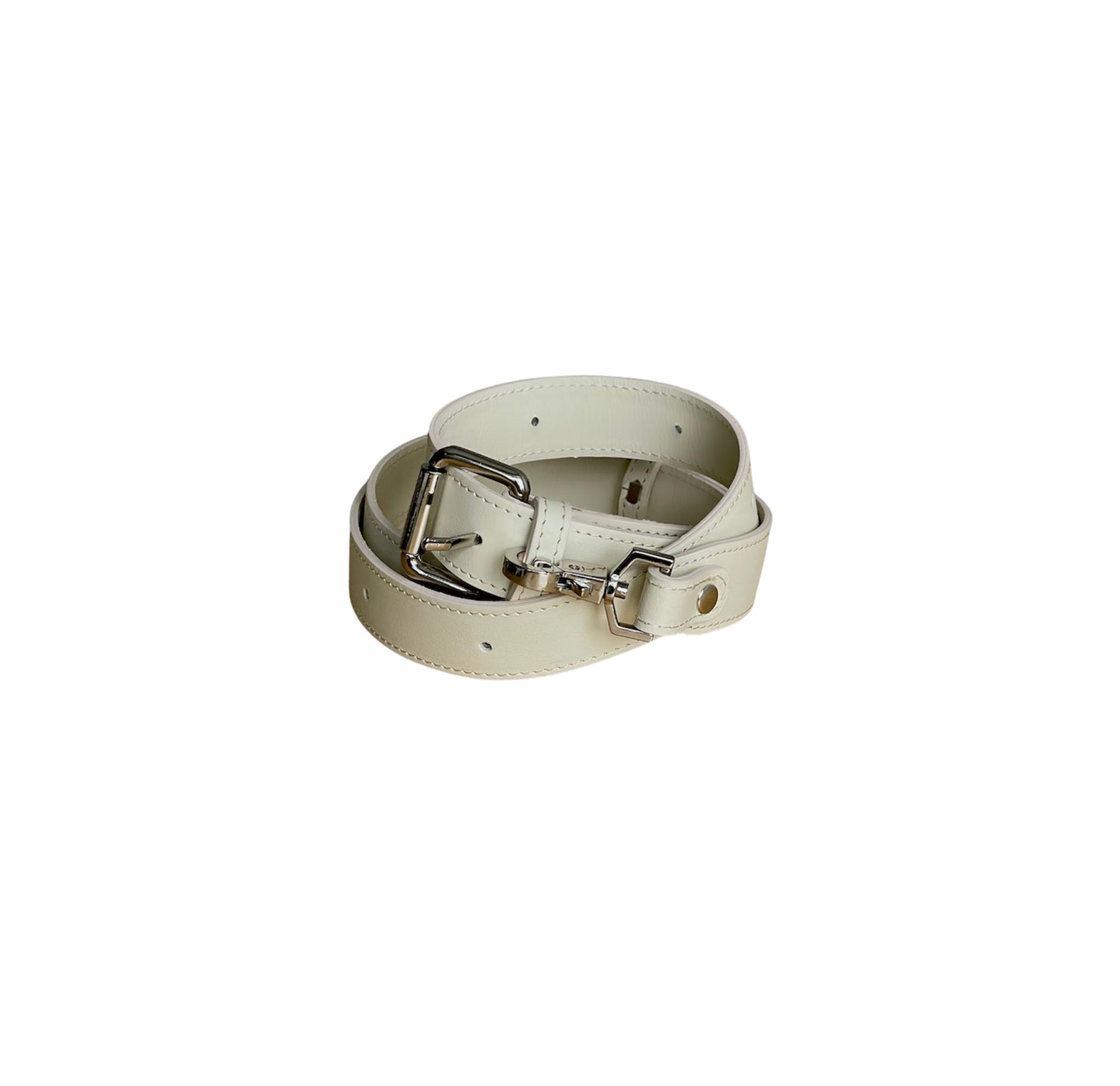Dirty White Denim & Leather Minnie Lock Bag