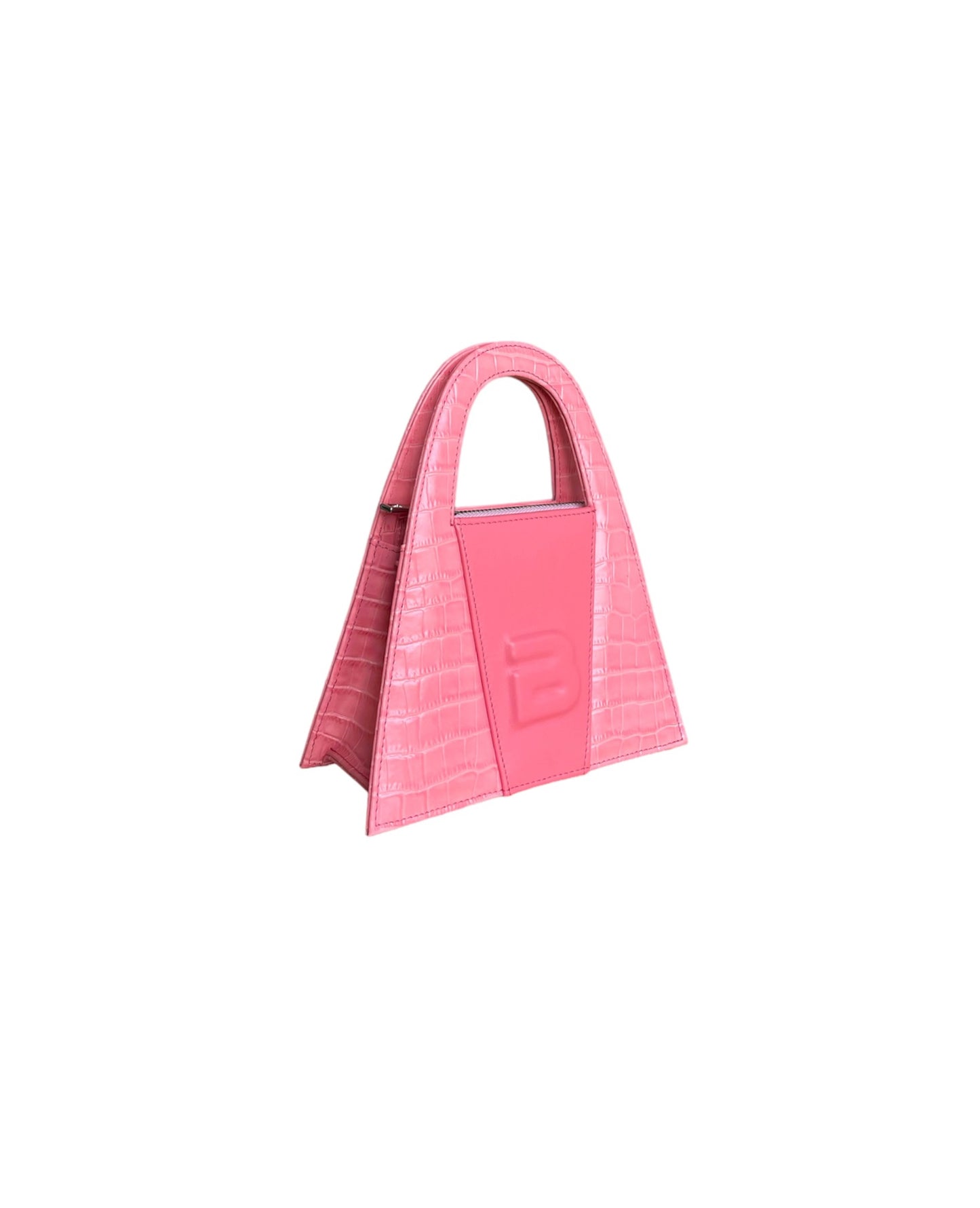 Pink Croco Leather & Pink Genuine Leather Minnie Lock Bag