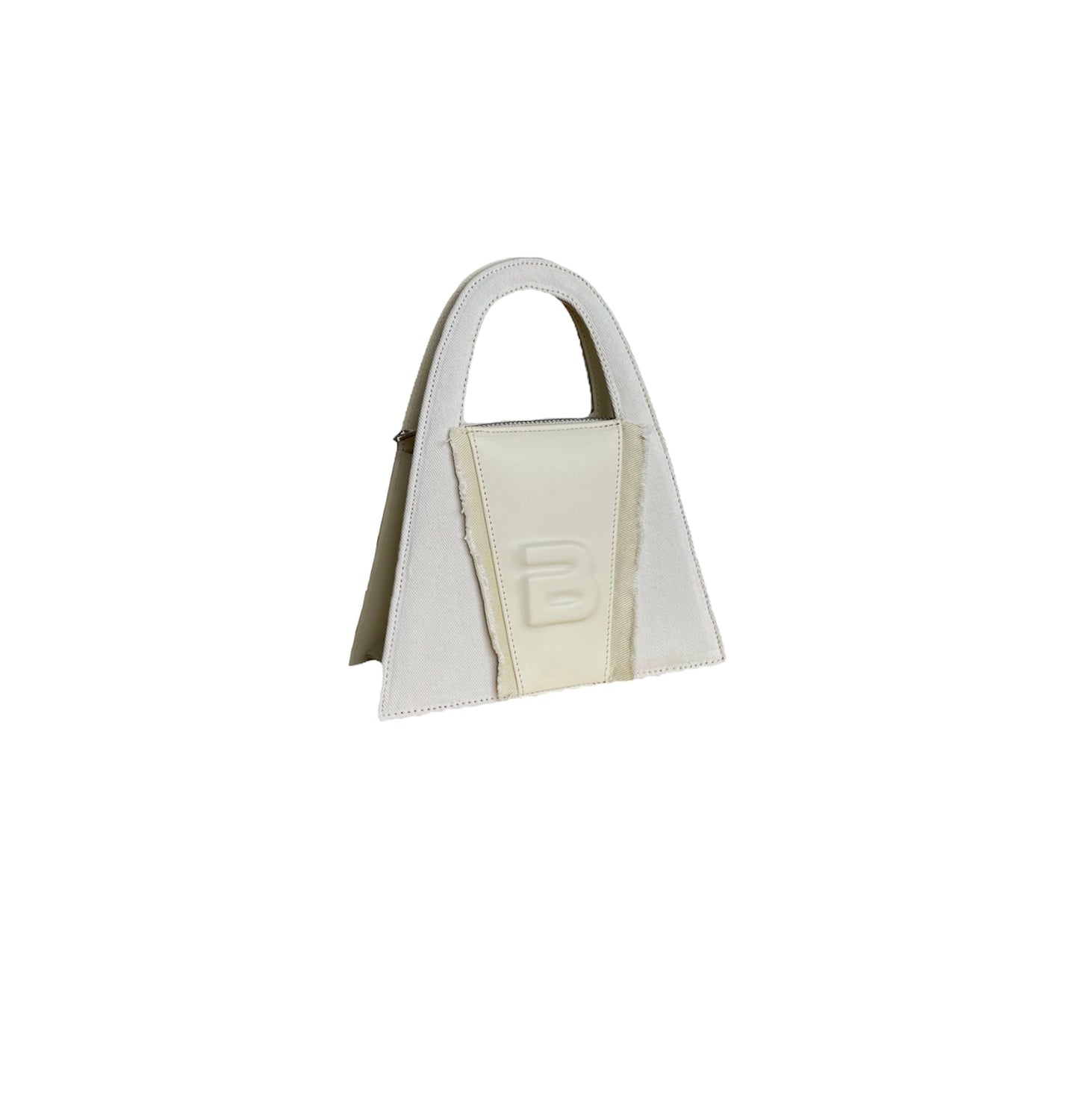 Dirty White Denim & Leather Minnie Lock Bag