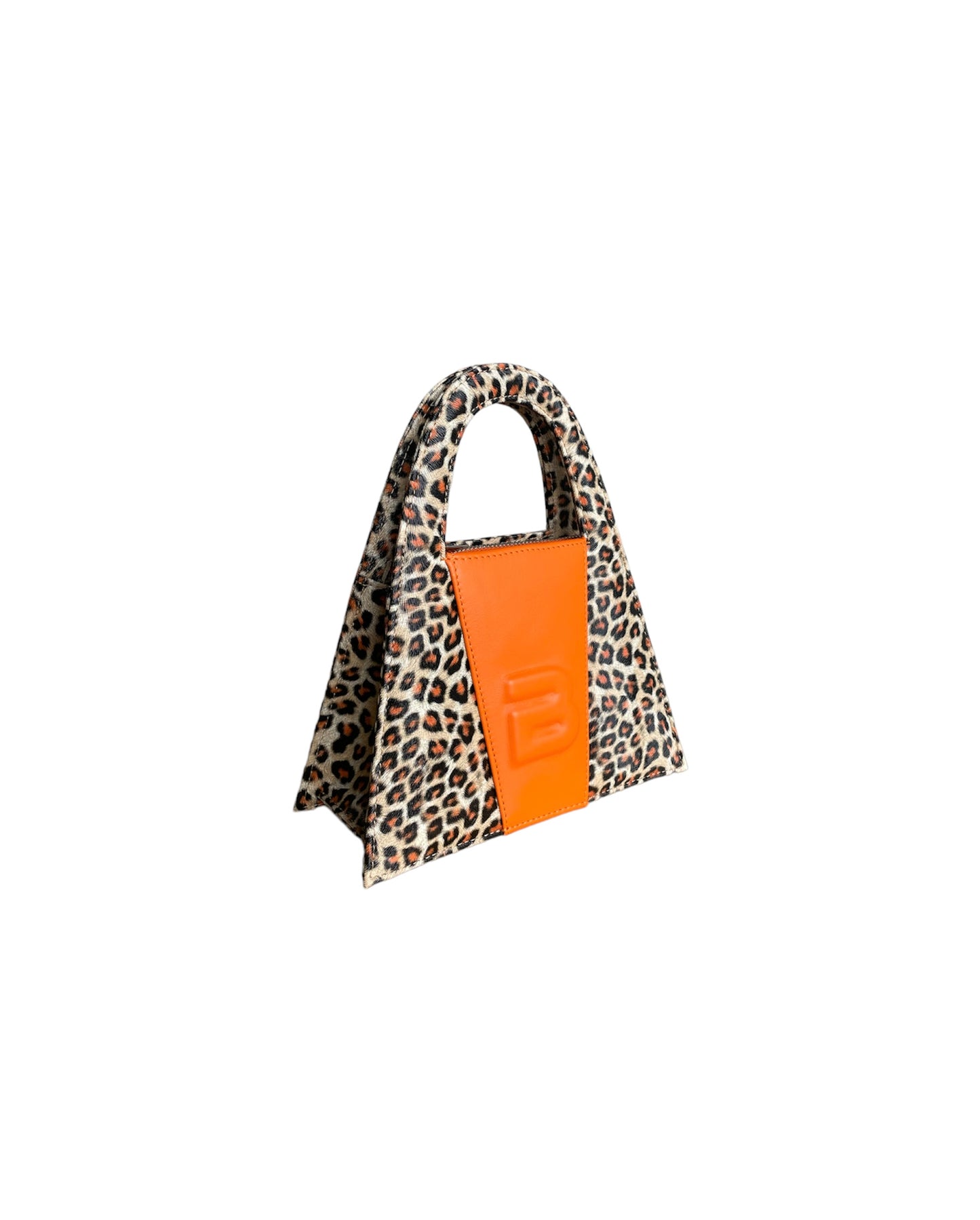 Leopard Faux Leather & Orange Genuine Leather Minnie Lock Bag