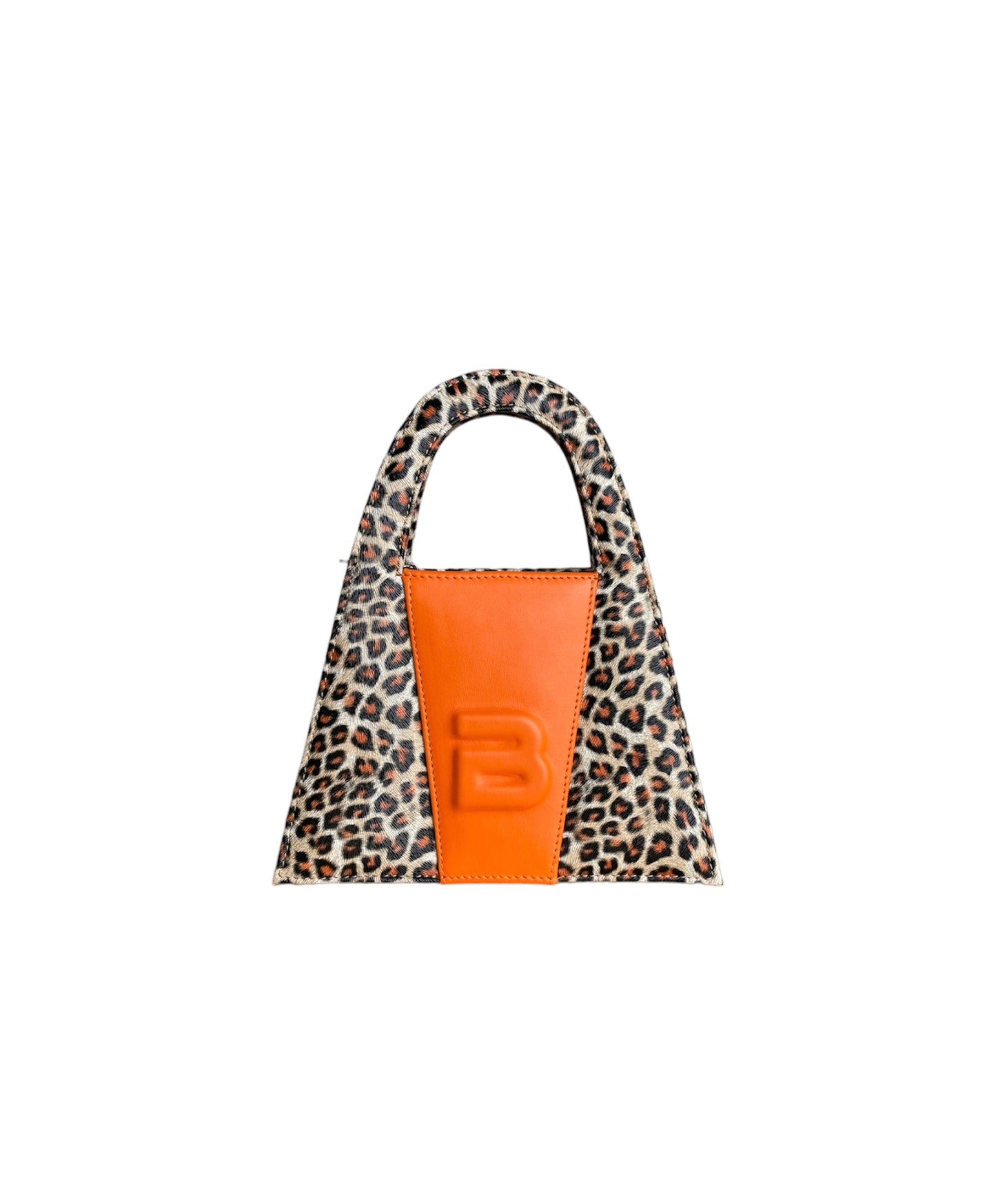 Leopard Faux Leather & Orange Genuine Leather Minnie Lock Bag