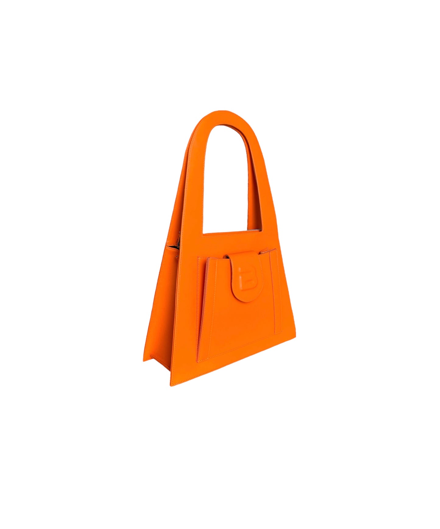 Orange Genuine Leather Hand And Shoulder Lock Bag