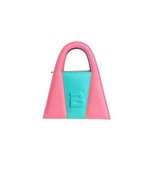 Light Pink And Turquoise Leather Minie Lock Bag
