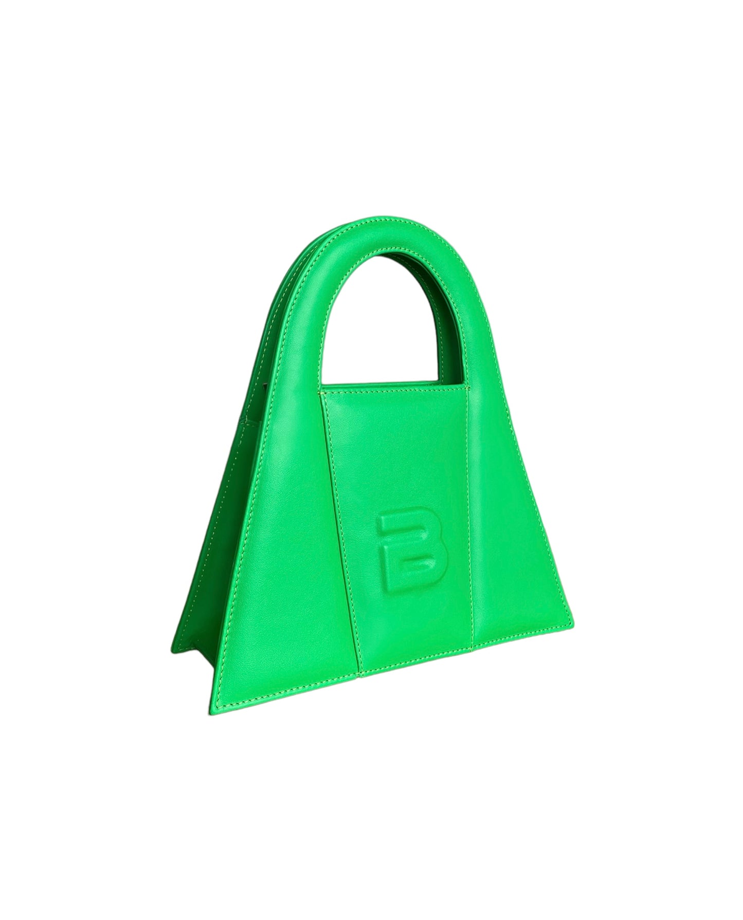 Lime Green Leather Midi Lock Bag