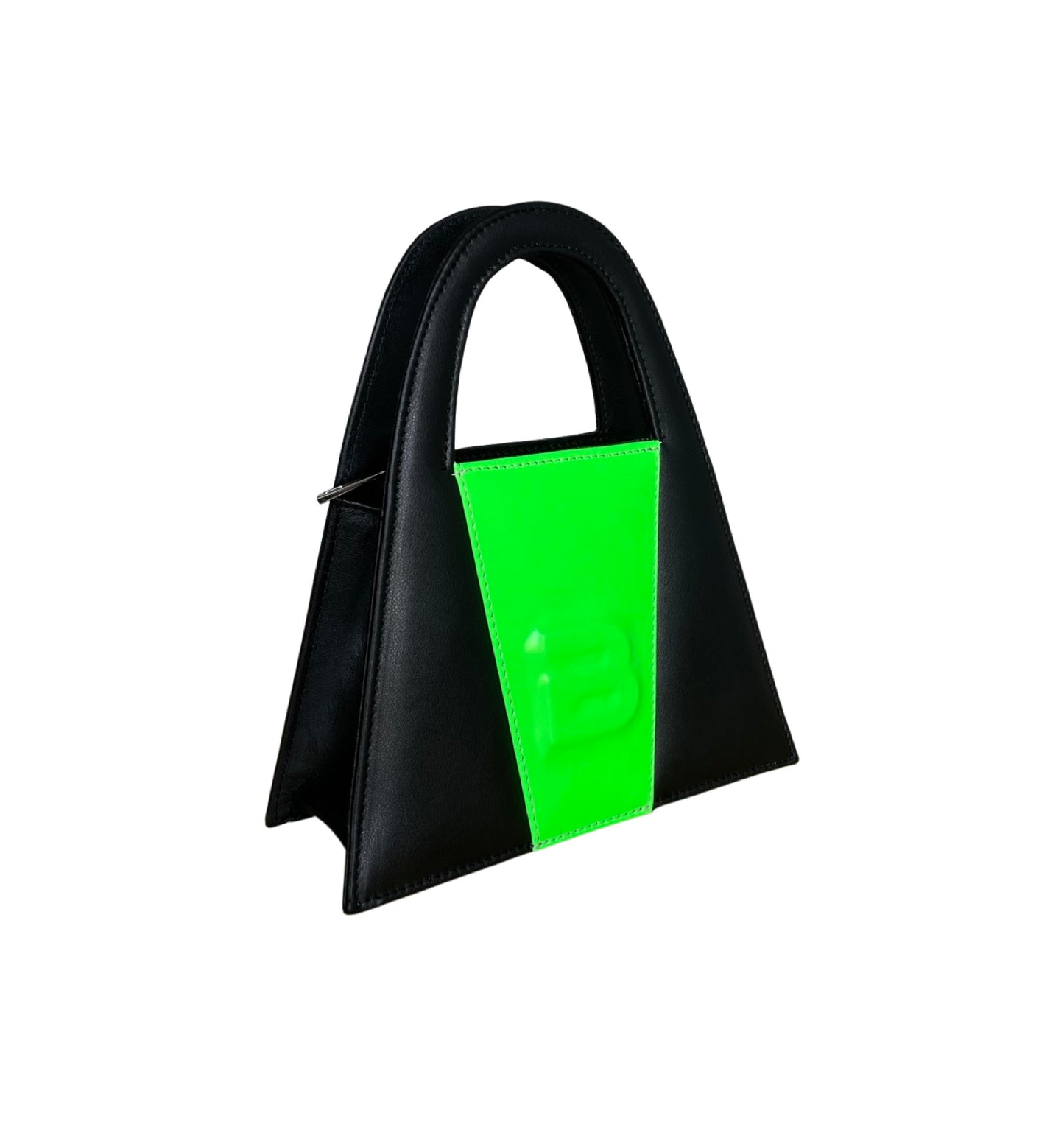 Black And Neon Leather Minnie Lock Bag