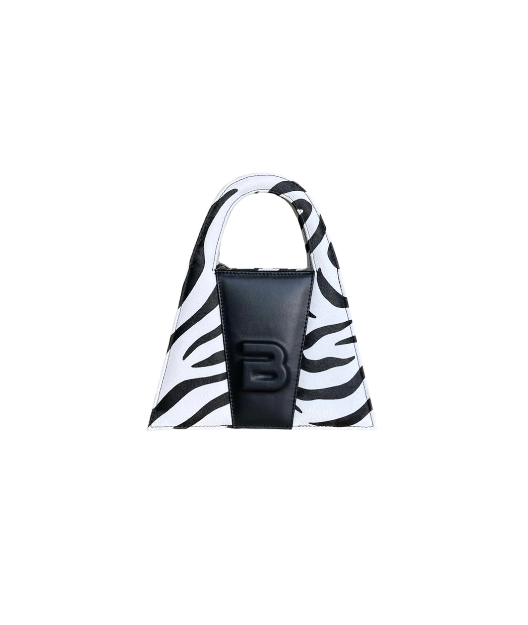 Zebra Leather & Black Genuine Leather Minnie Lock Bag