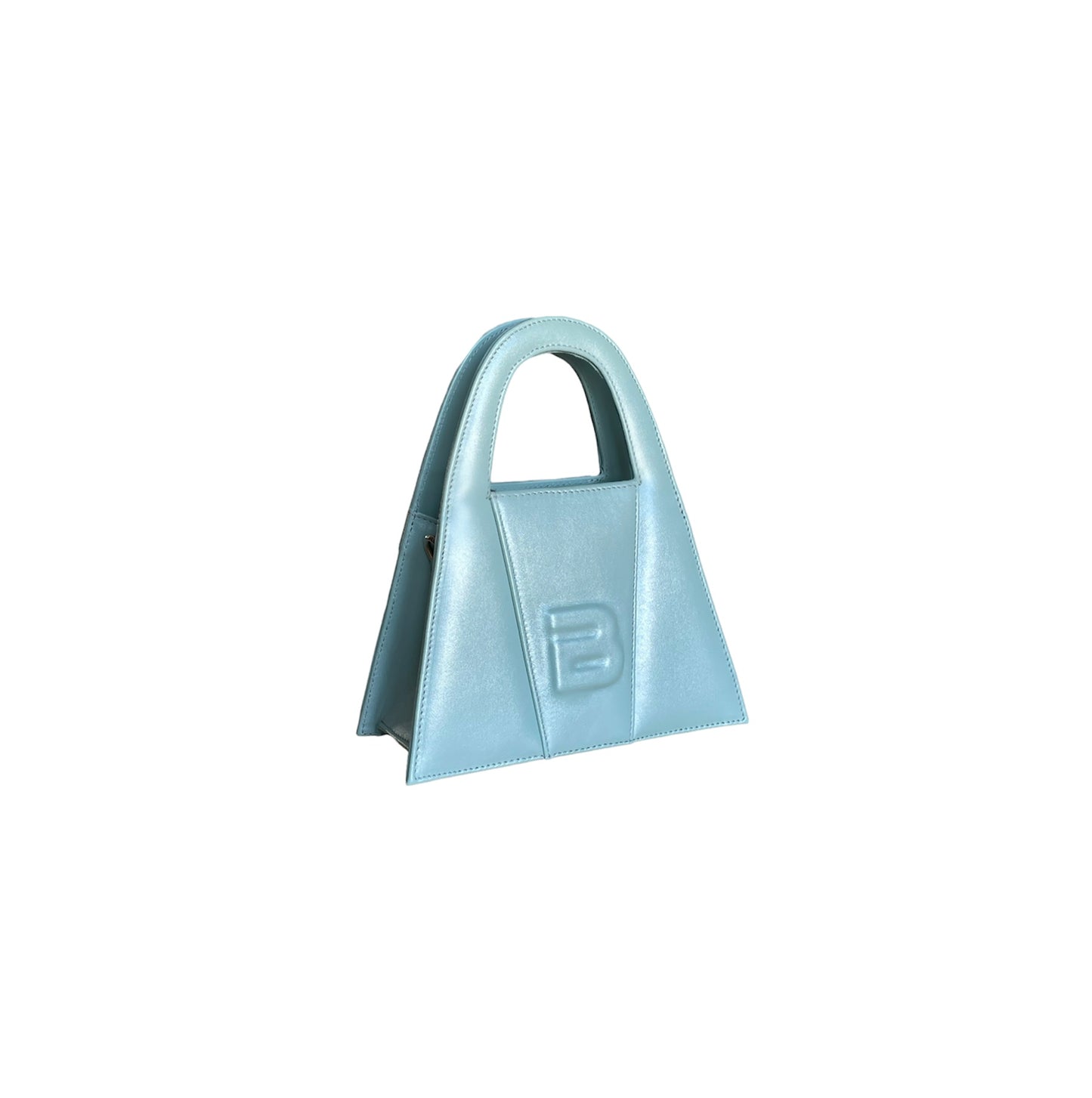 Pearled Baby Blue Leather Minnie Lock Bag