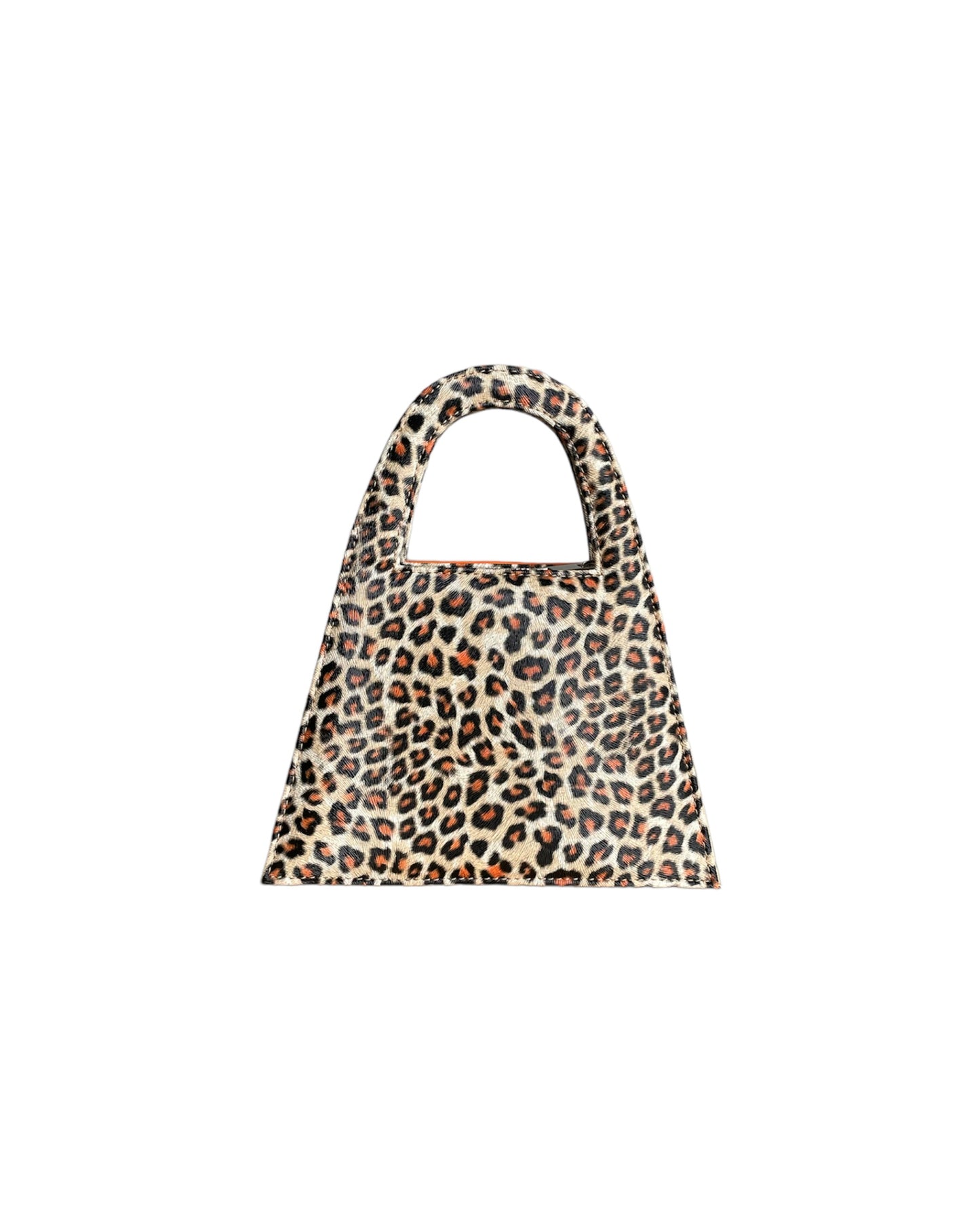 Leopard Faux Leather & Orange Genuine Leather Minnie Lock Bag
