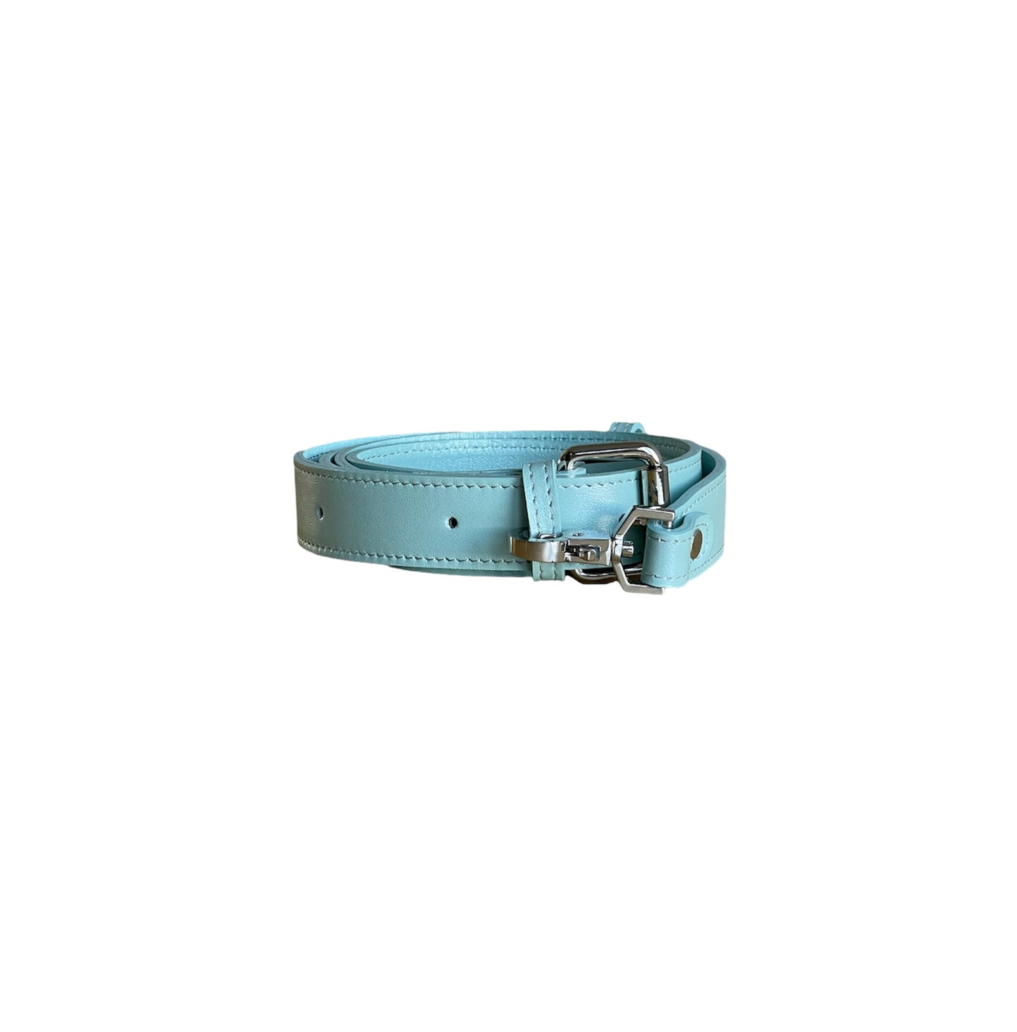 Pearled Baby Blue Leather Minnie Lock Bag