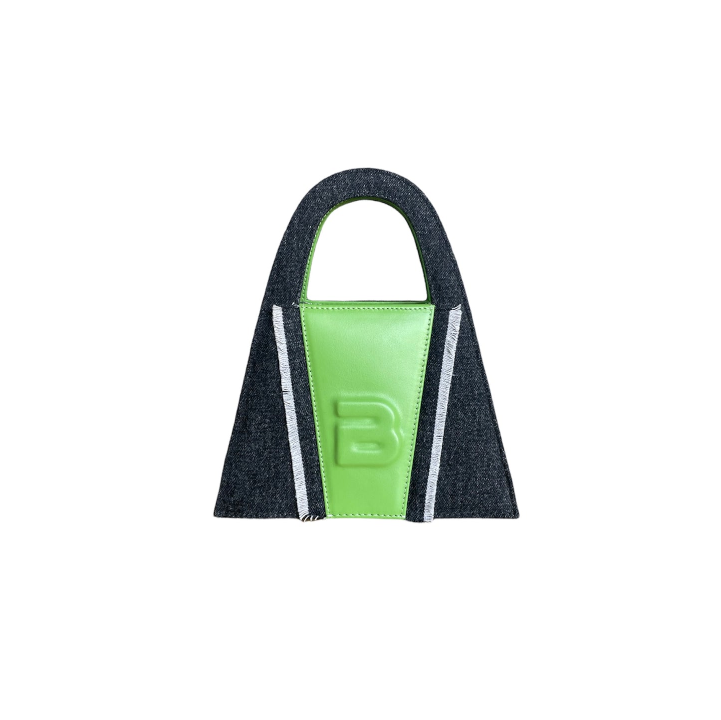 Black And Green Denim & Leather Minnie Lock Bag