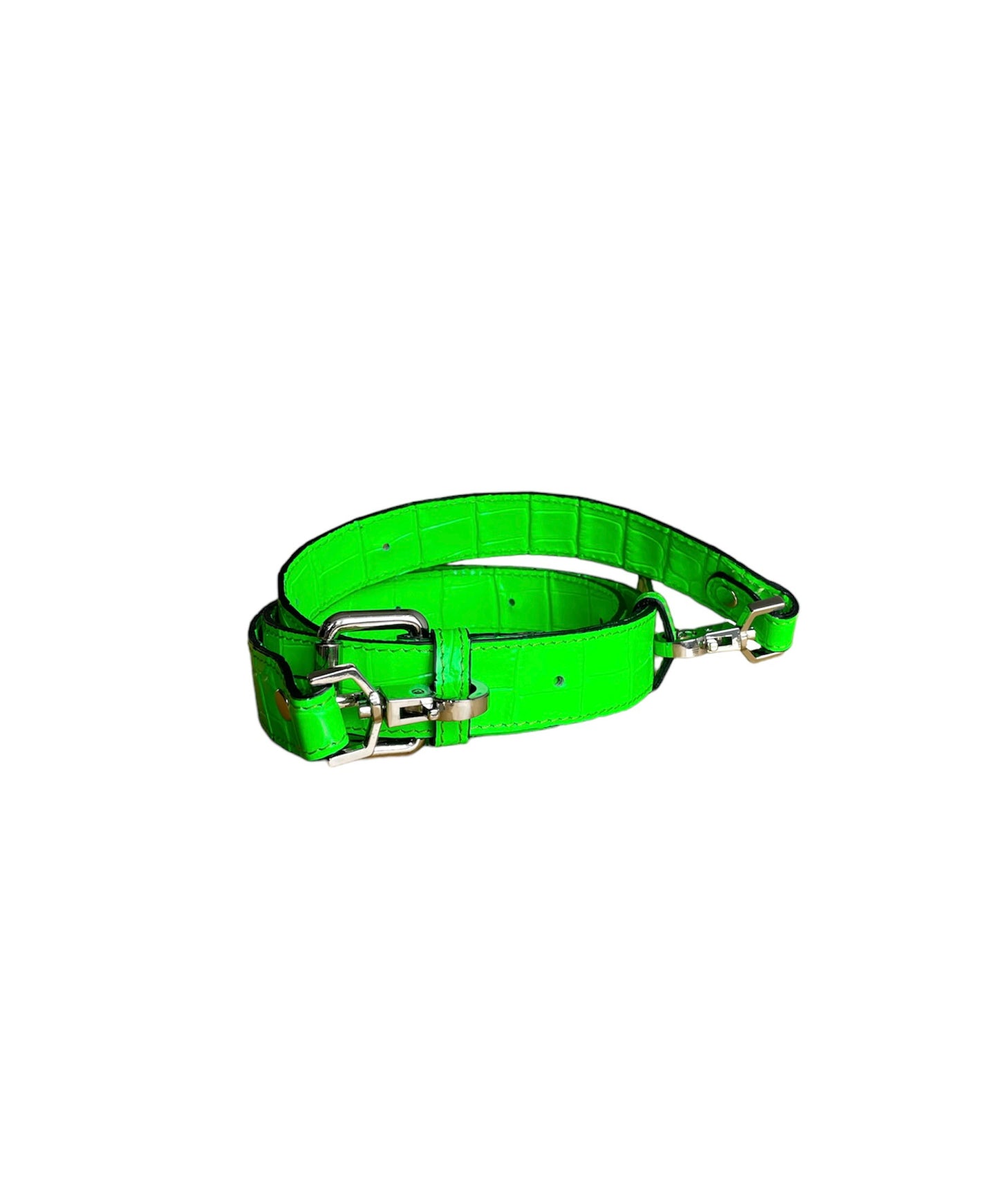 Neon Green Croco Leather Minnie Lock Bag