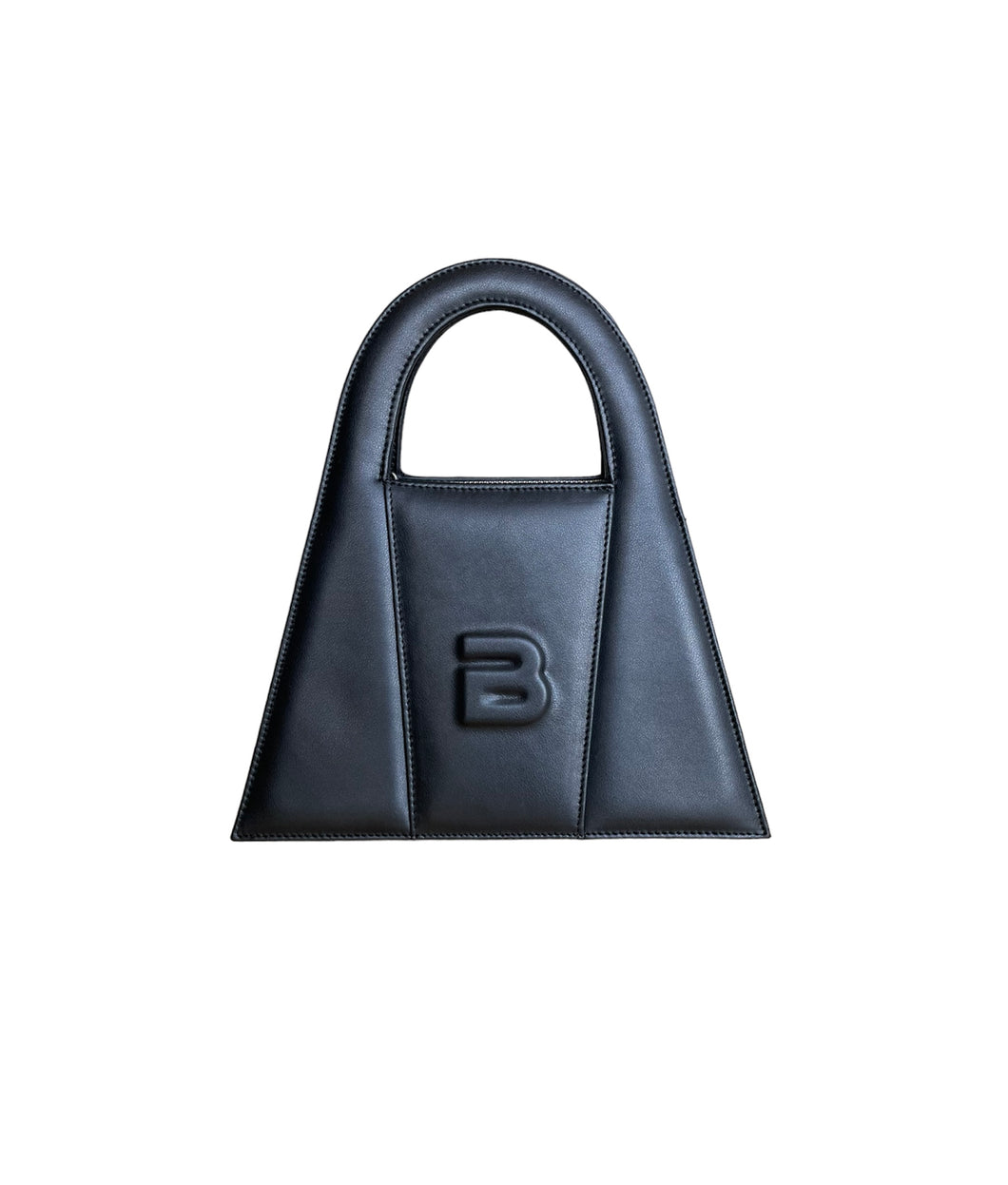 Black Leather Midi Lock Bag
