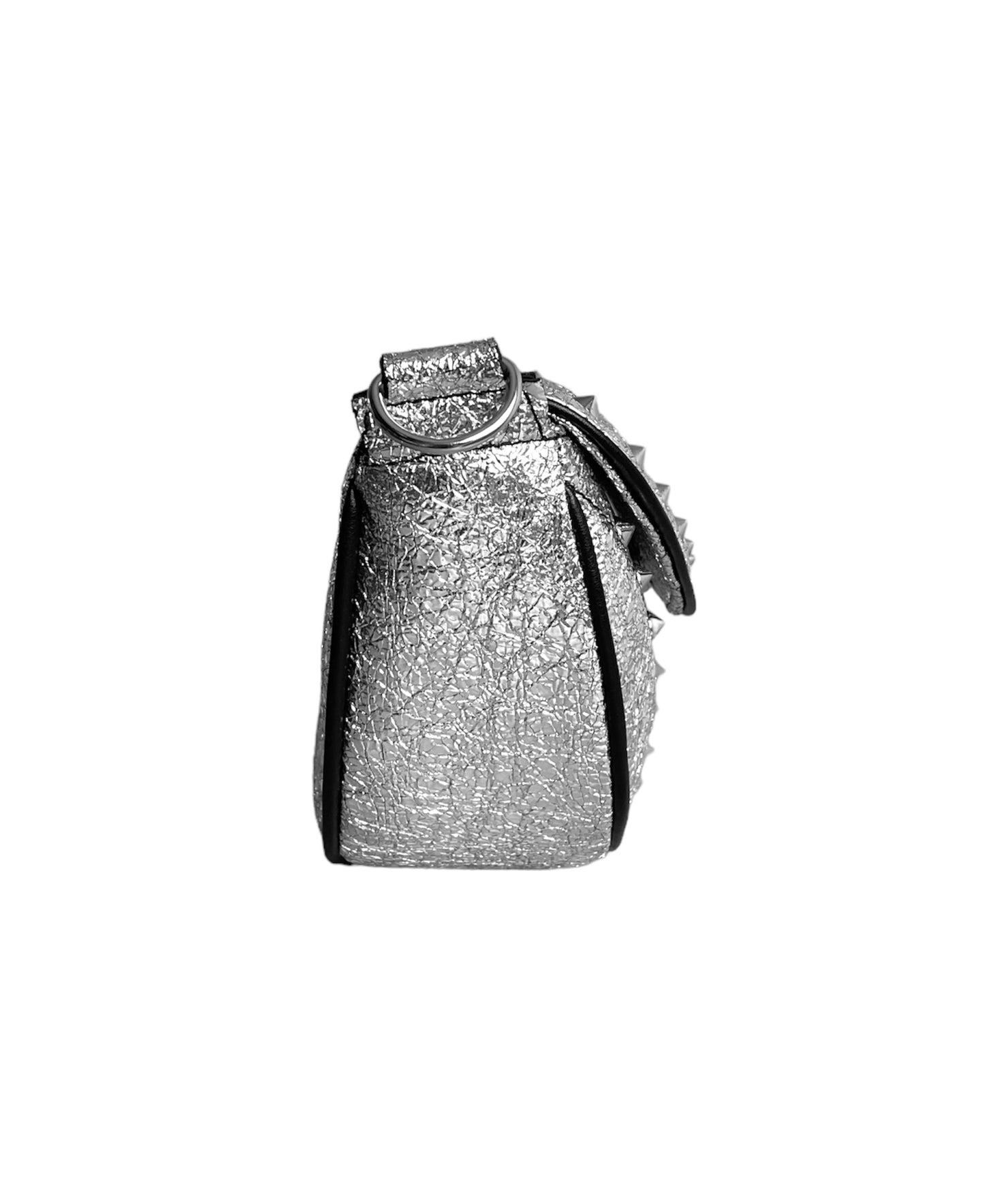 Silver Broken Mirror Leather Moon Bag- Limited Edition