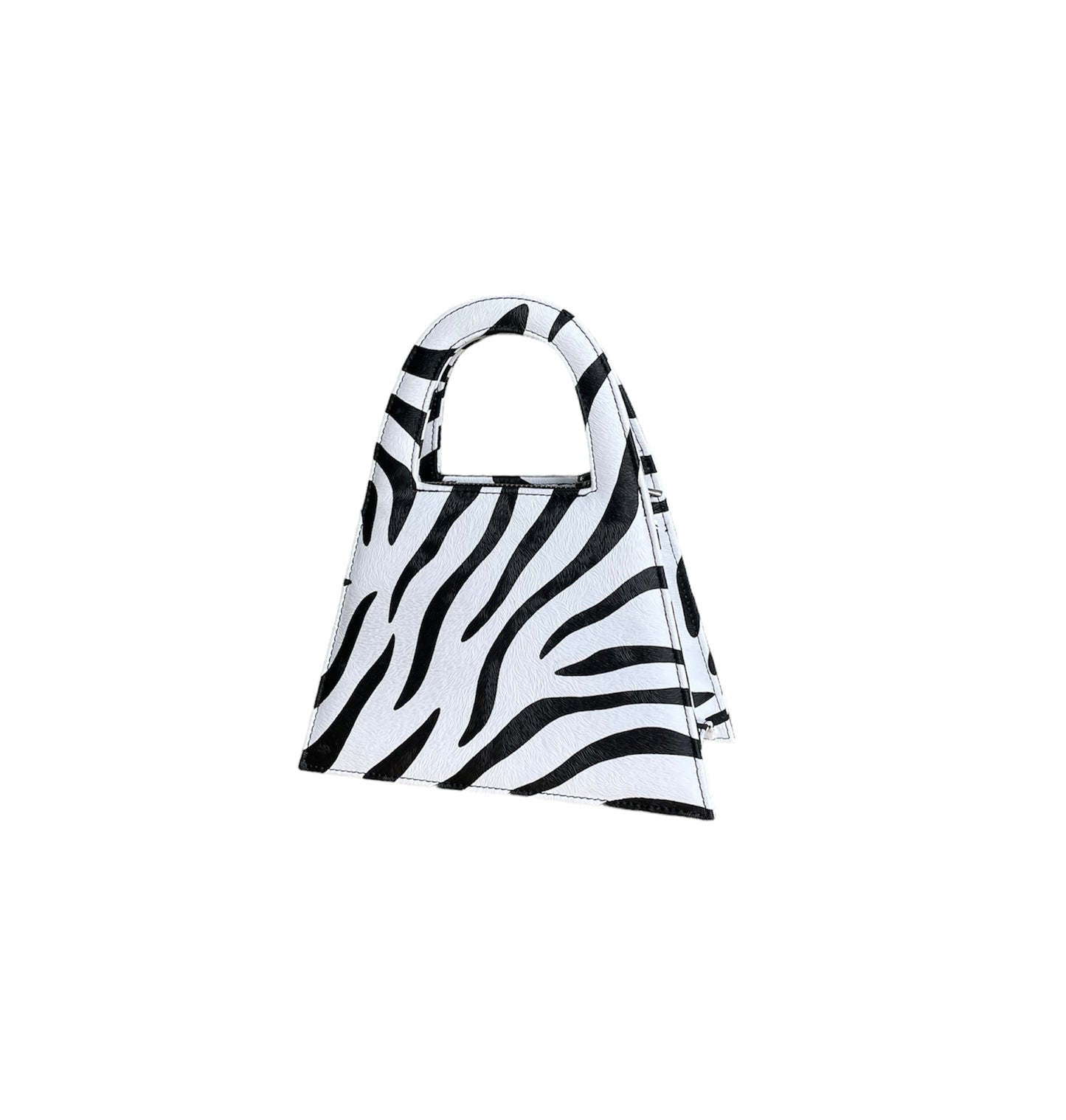 Zebra Leather & Black Genuine Leather Minnie Lock Bag
