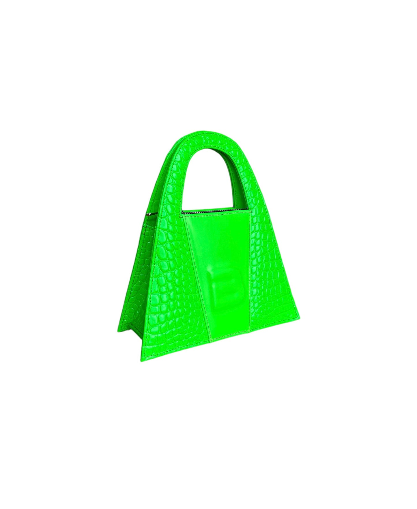 Neon Green Croco Leather Minnie Lock Bag