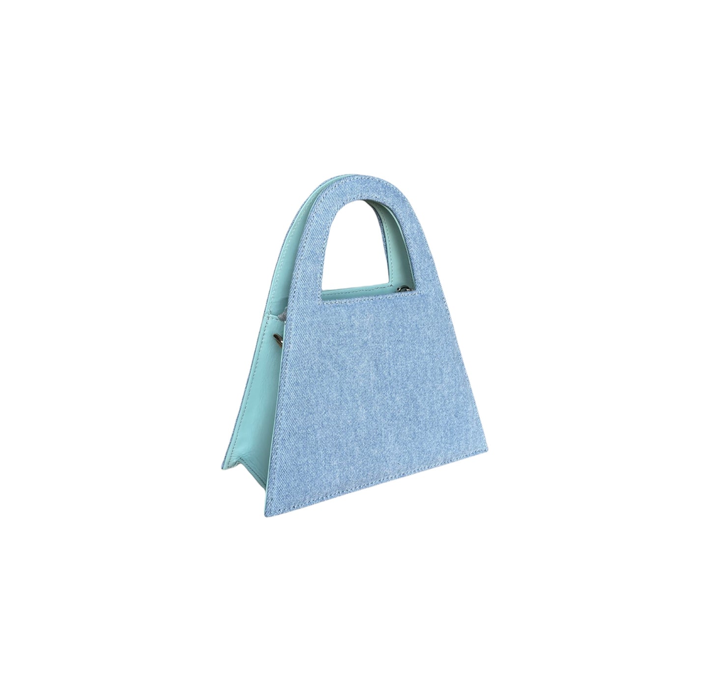 Denim And Baby Blue Leather Minnie Lock Bag