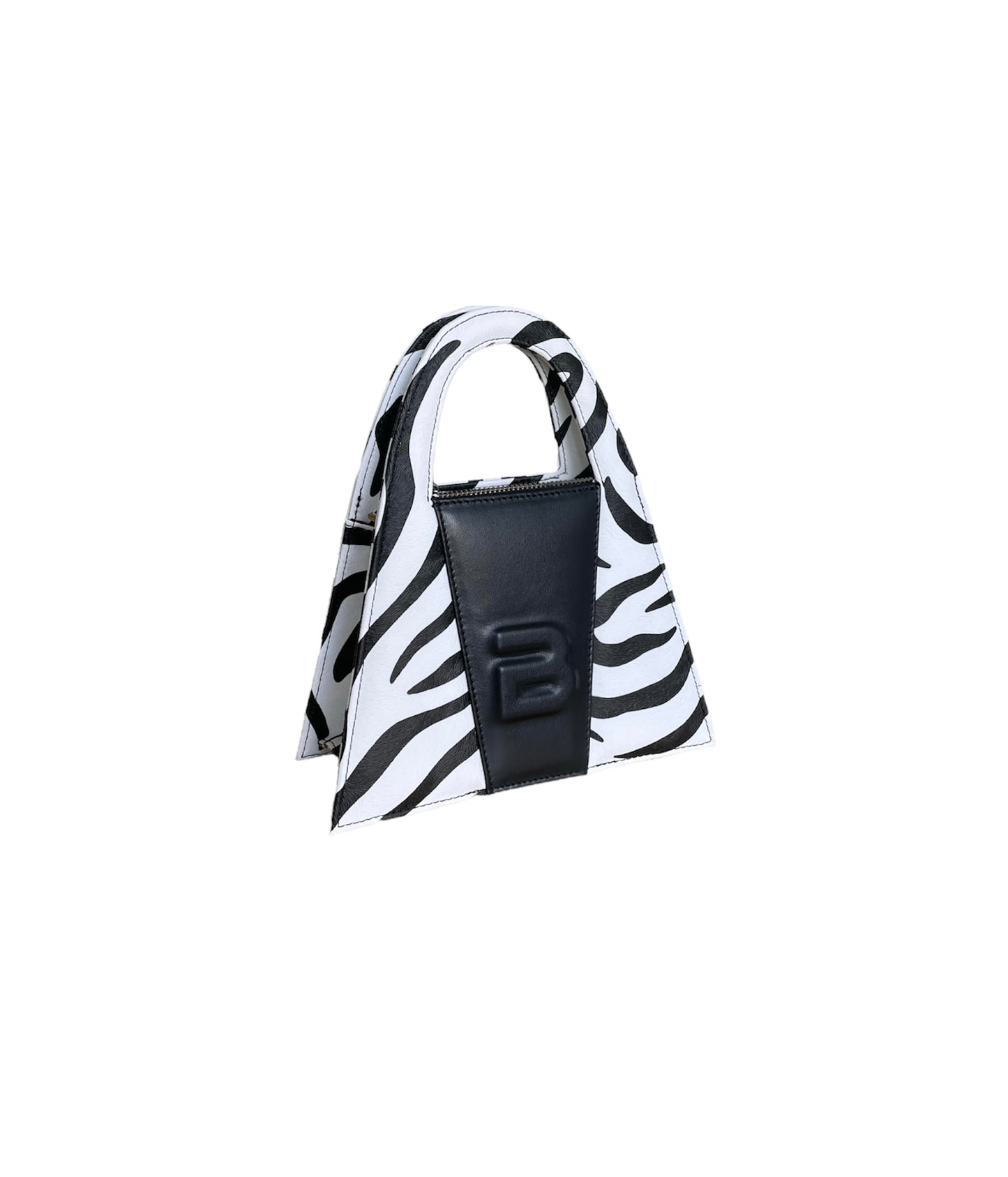 Zebra Leather & Black Genuine Leather Minnie Lock Bag