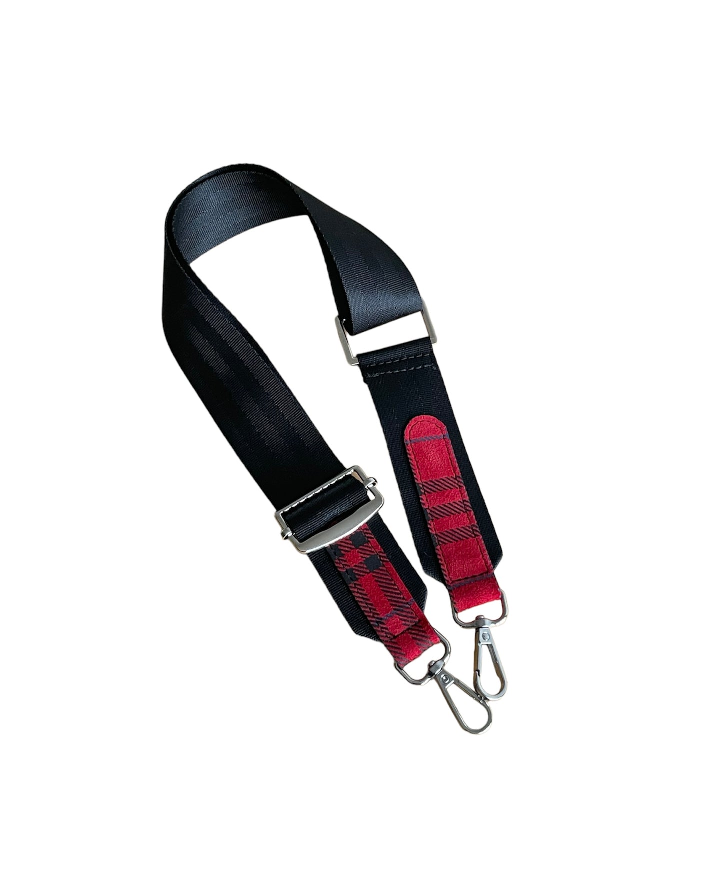 Red Plaid Leather Moon Bag- Limited Edition