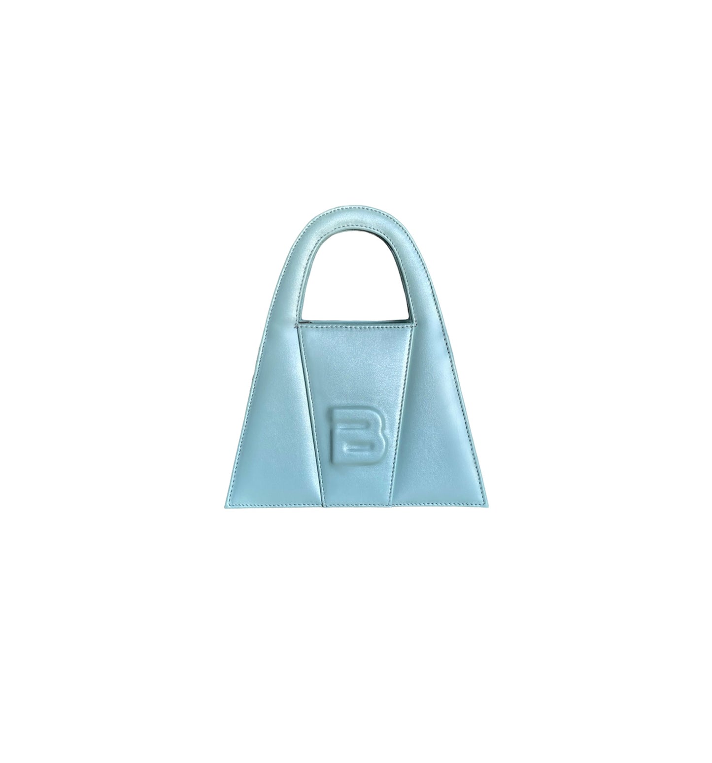 Pearled Baby Blue Leather Minnie Lock Bag
