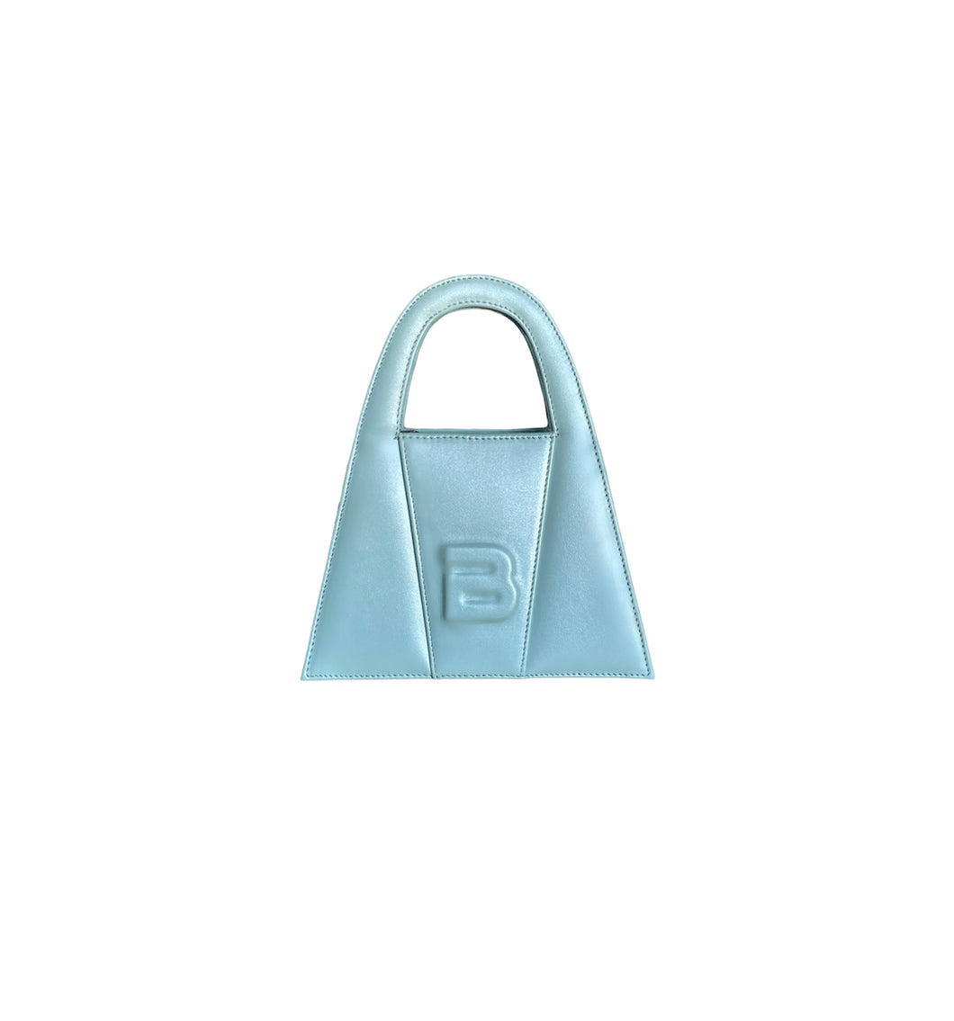 Pearled Baby Blue Leather Minnie Lock Bag