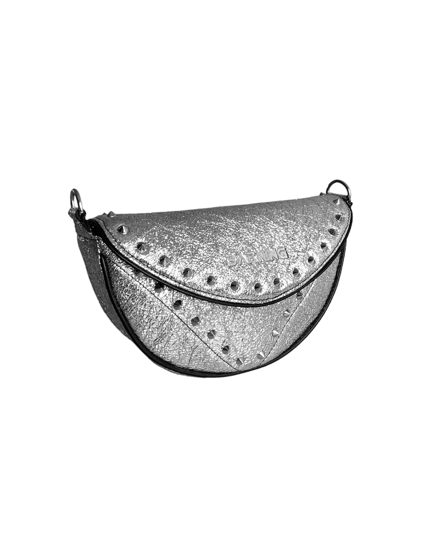 Silver Broken Mirror Leather Moon Bag- Limited Edition