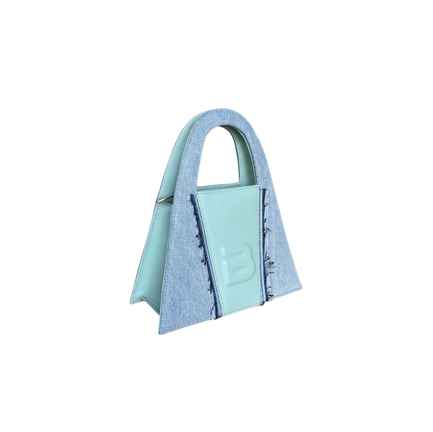 Denim And Baby Blue Leather Minnie Lock Bag