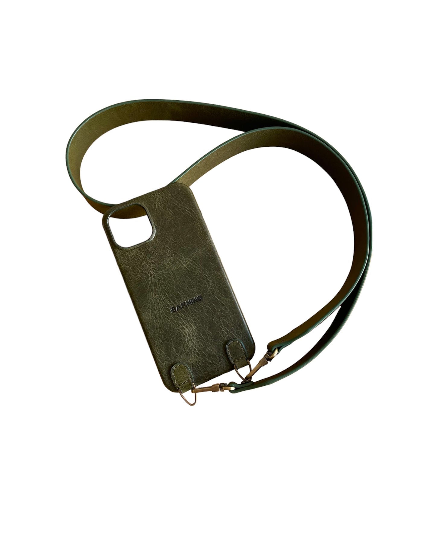 Handsfree Green Leather Phone Case